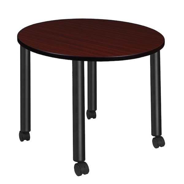 Regency Kee Mobile Tables, 36 W, 36 L, 29 H, Wood, Metal Top, Mahogany TBMC36RNDMHBK - main